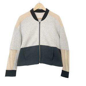 VPL Womens XS Cropped Jacket Mixed Media Minimalist Active Wear Gray Mesh Detail